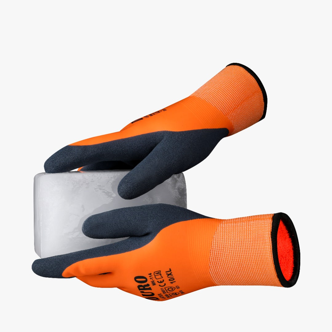 Winter Work Gloves Thermo Lined Double Coated Waterproof Safety Gloves 2 Pairs